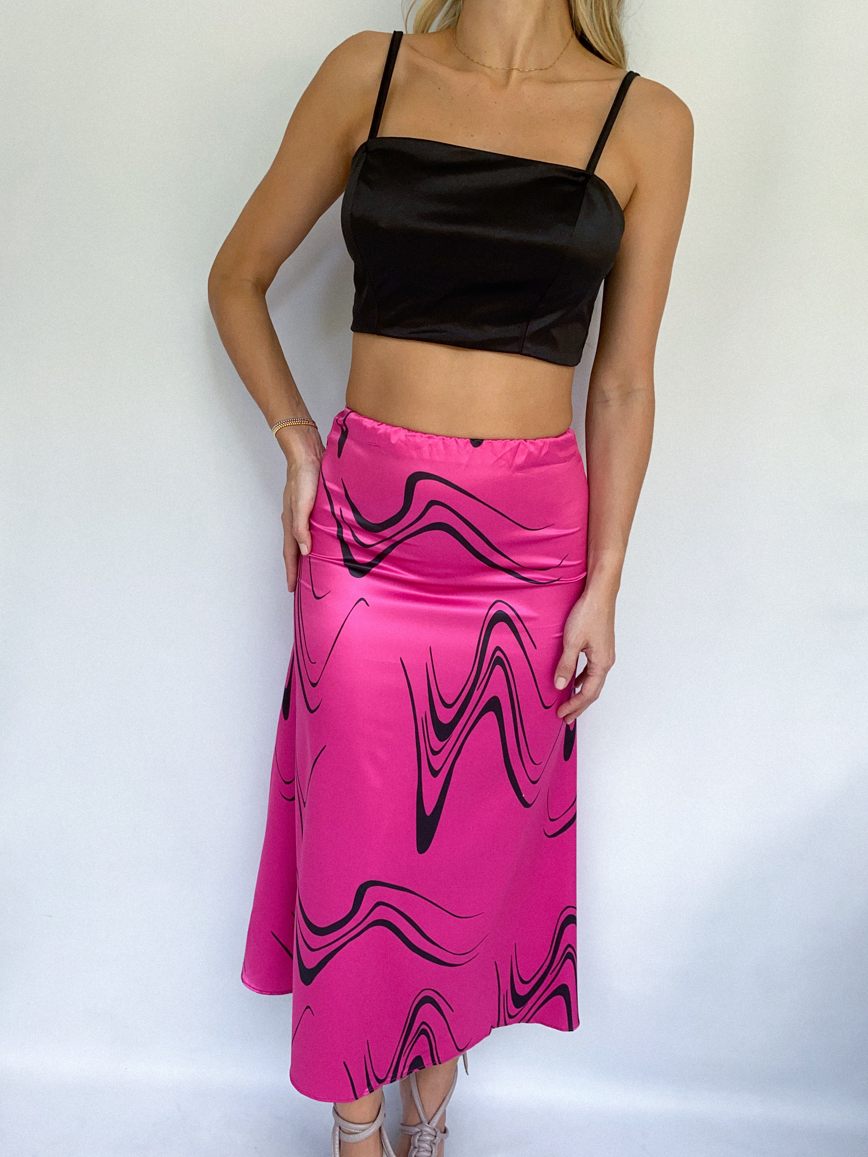 Falda campana estampada resorte