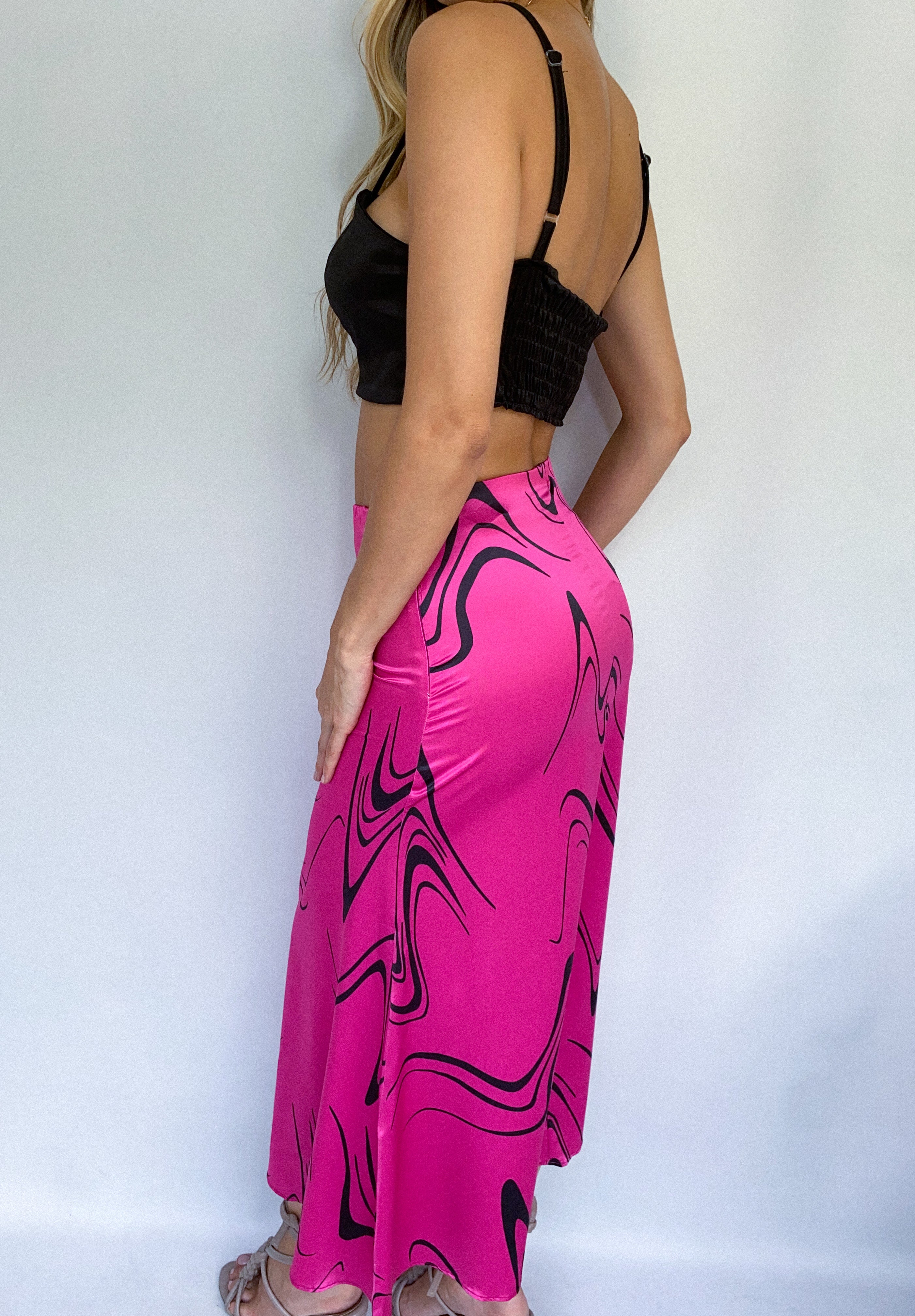 Falda campana estampada resorte