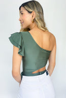 Body asimétrico manga corta bolero