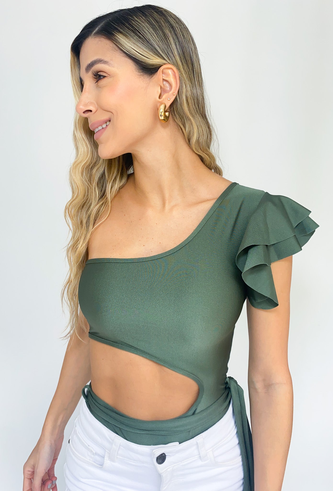 Body asimétrico manga corta bolero