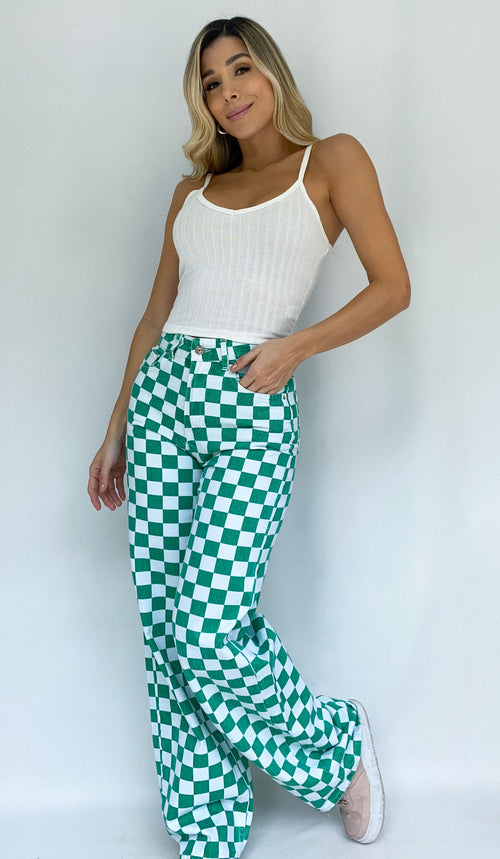 Jean tiro alto estampado