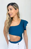 Body asimétrico manga corta bolero
