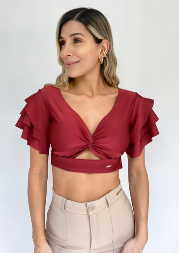 Blusa manga bolero escote nudo