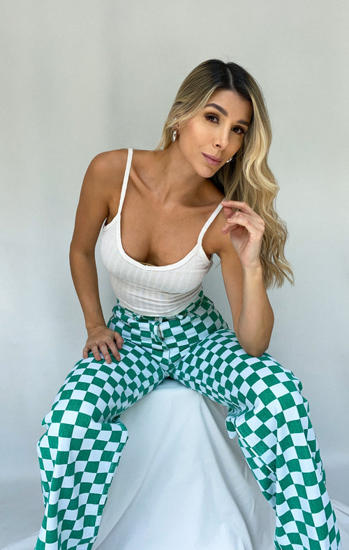 Jean tiro alto estampado