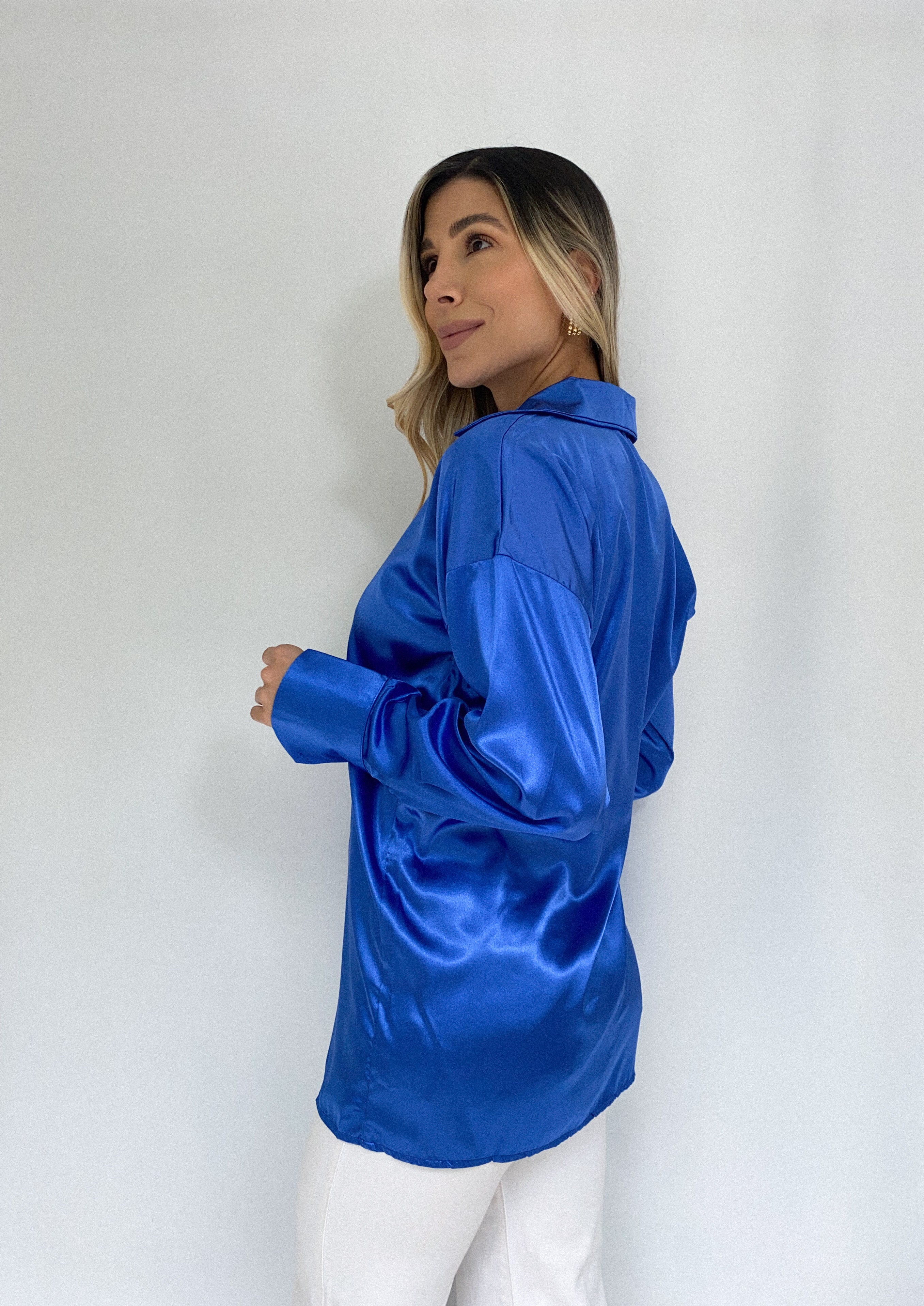 Camisera manga larga satín