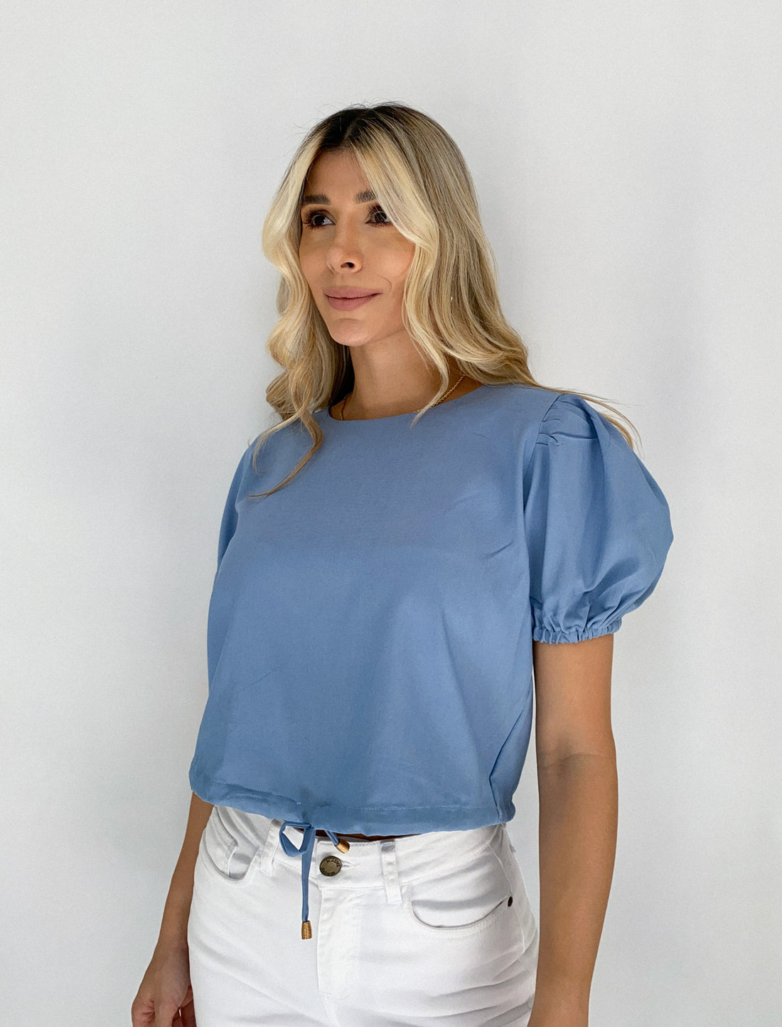 Blusa tencel manga globo