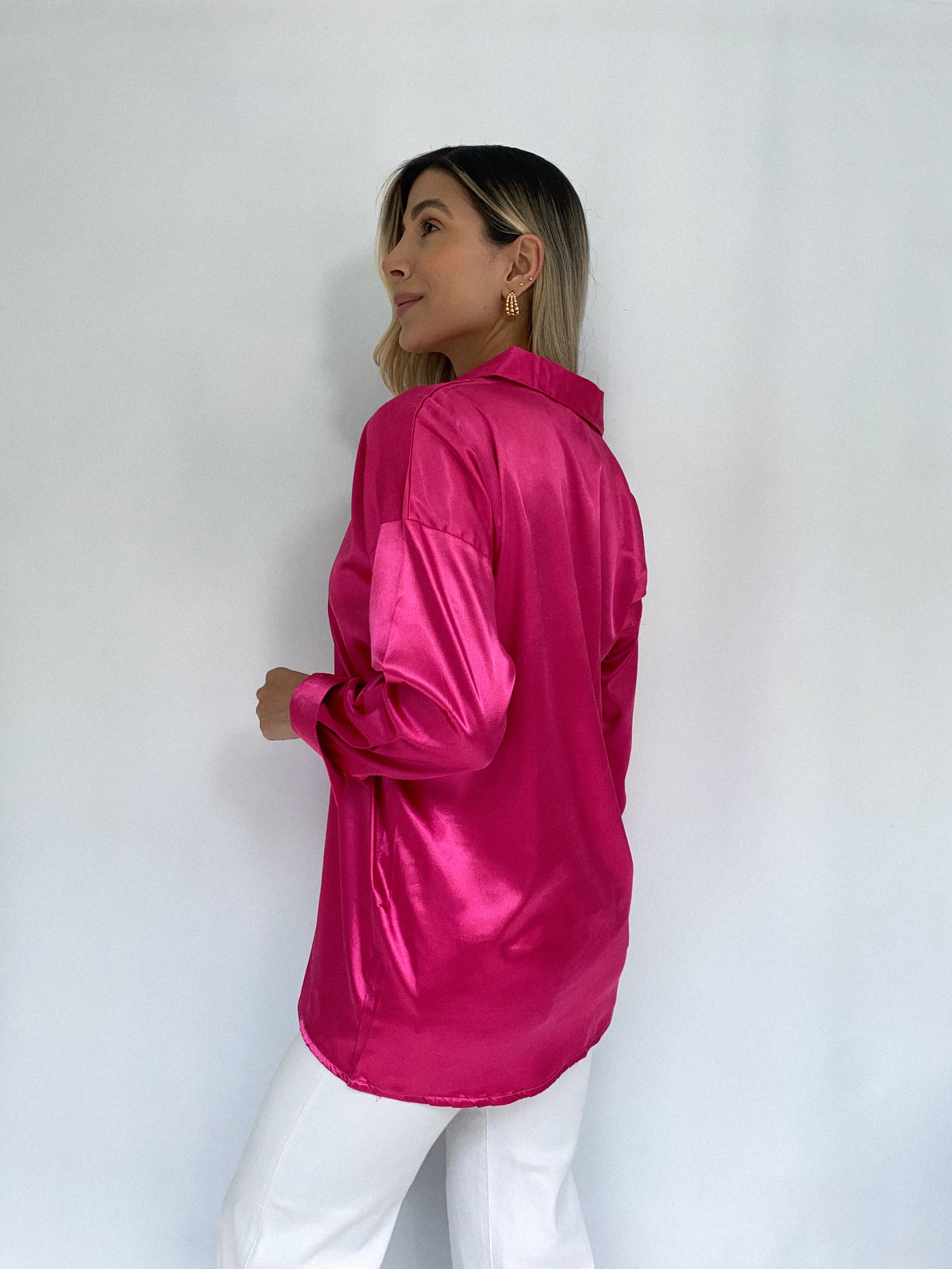Camisera manga larga satín