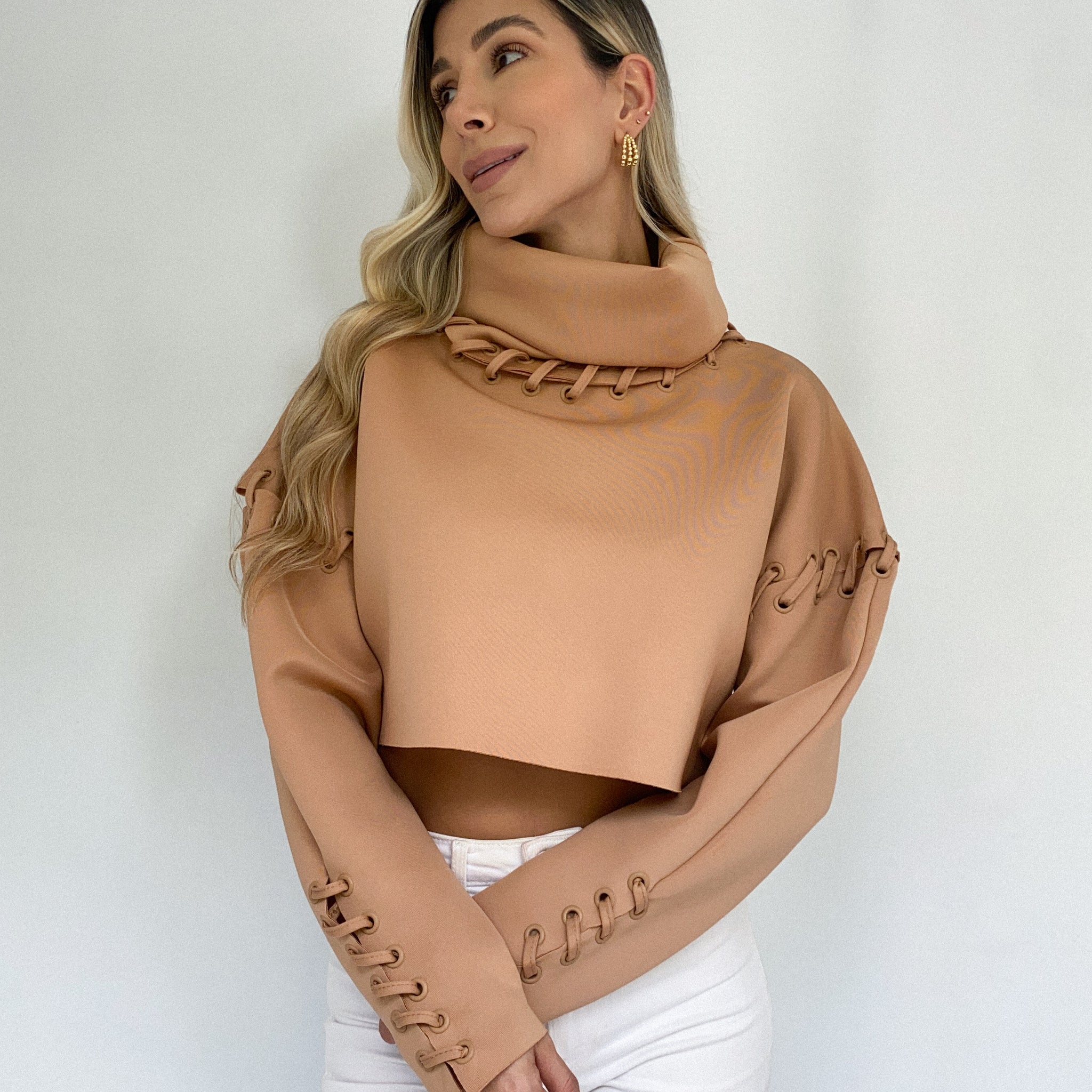 Blusa cuello alto manga larga