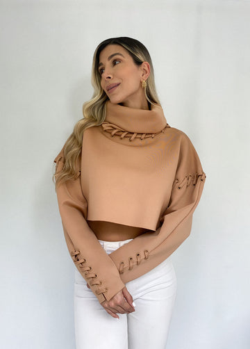 Blusa cuello alto manga larga