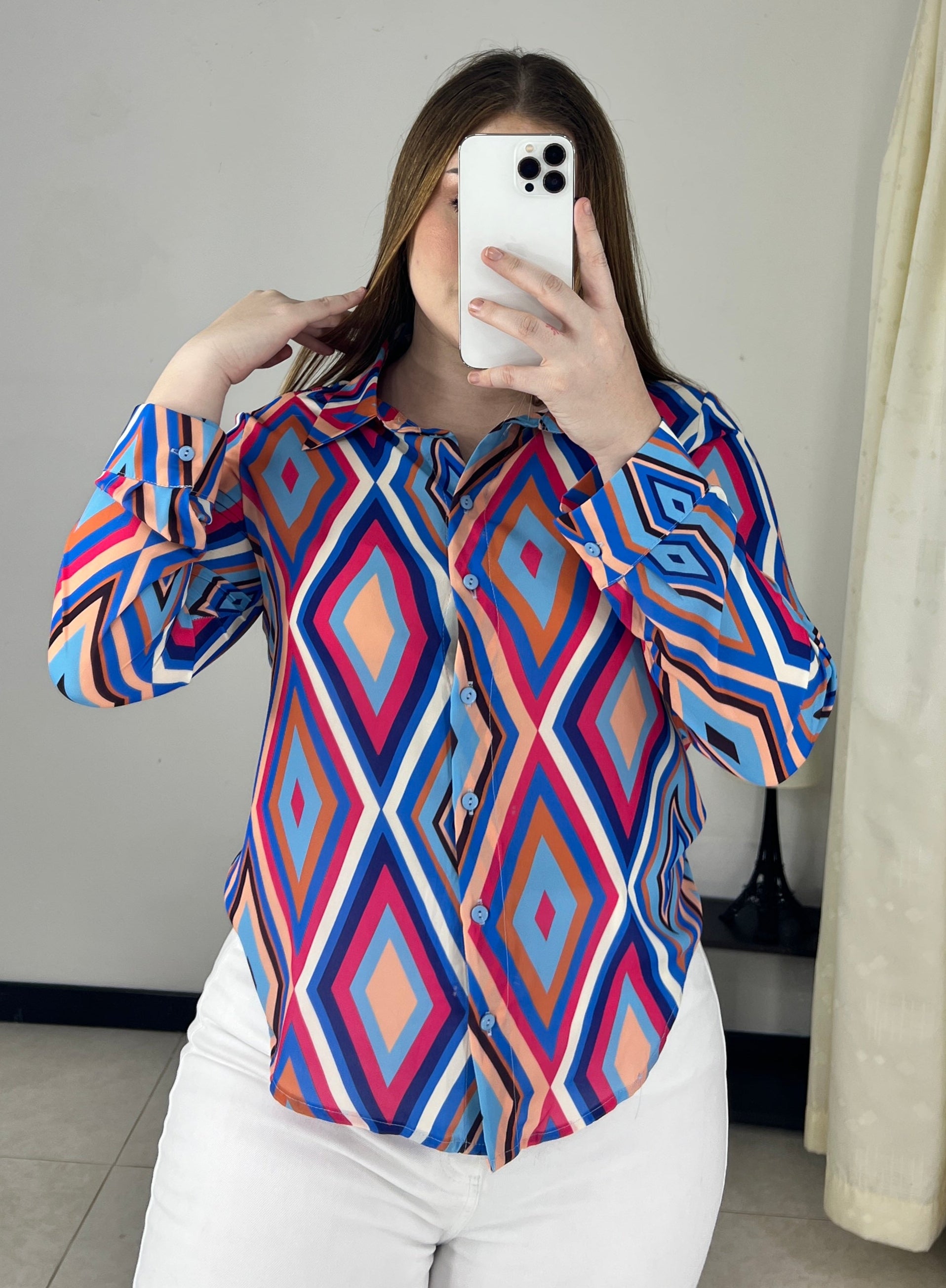 Camisera manga larga rombo colores