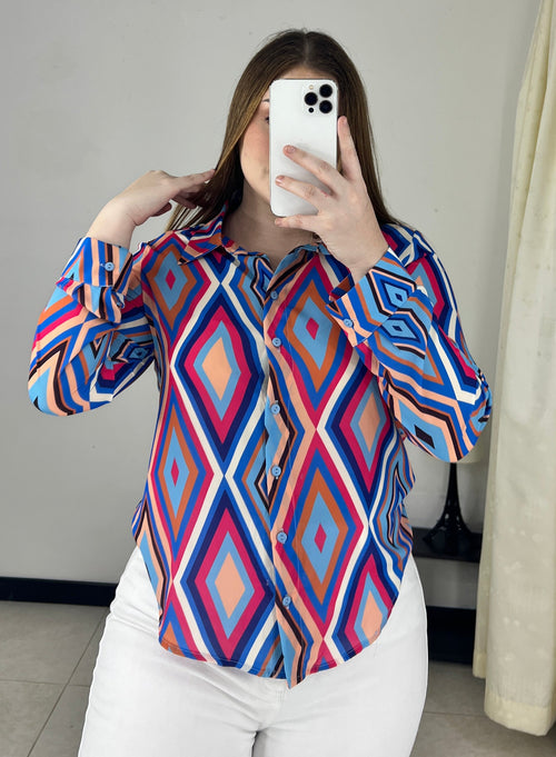 Camisera manga larga rombo colores
