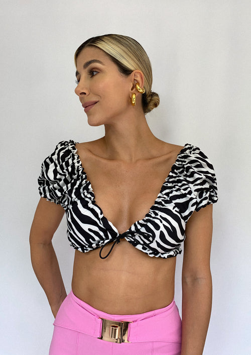 Blusa manga corta estampado resorte