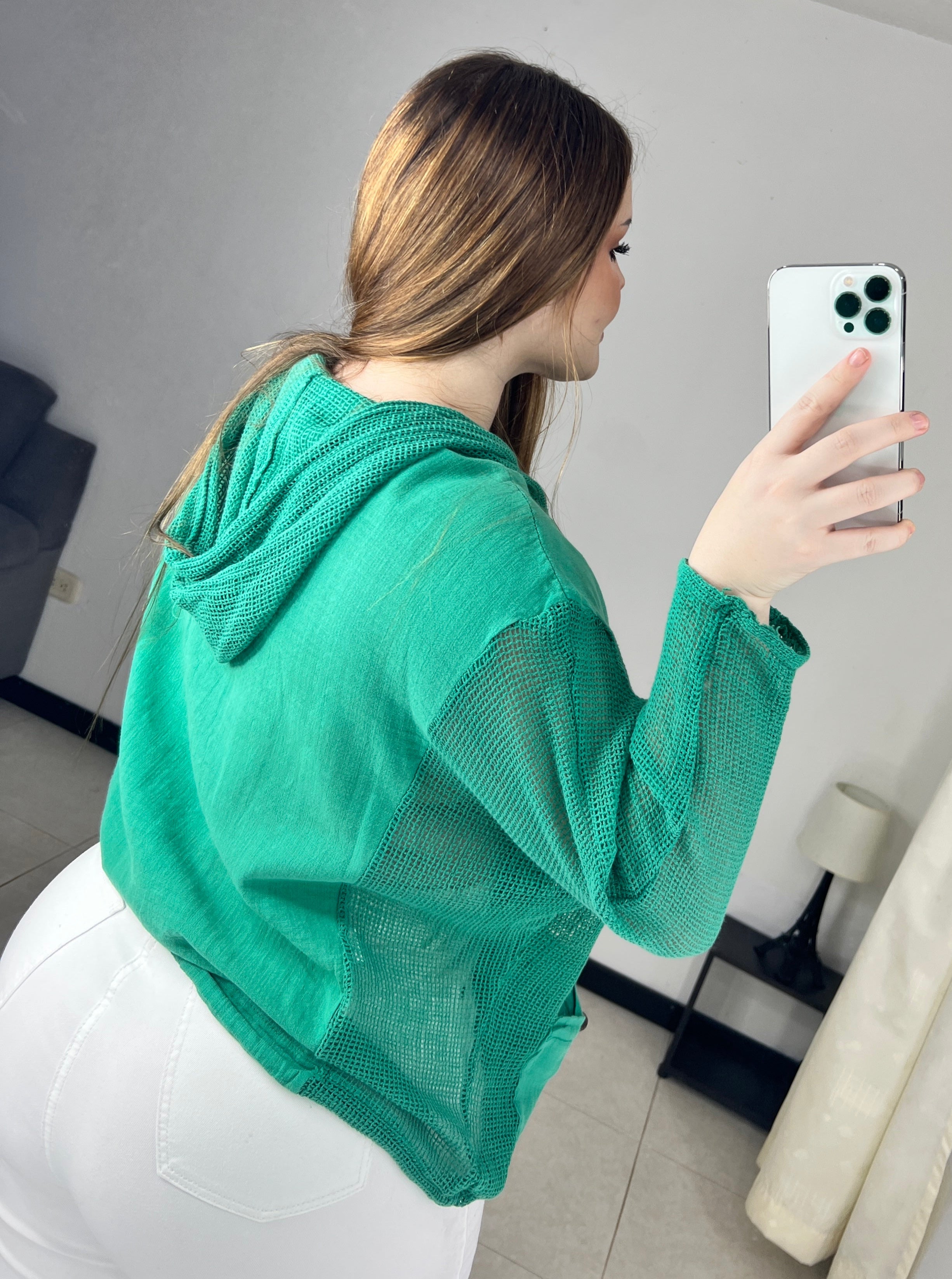 Chaqueta manga 3/4 crochet