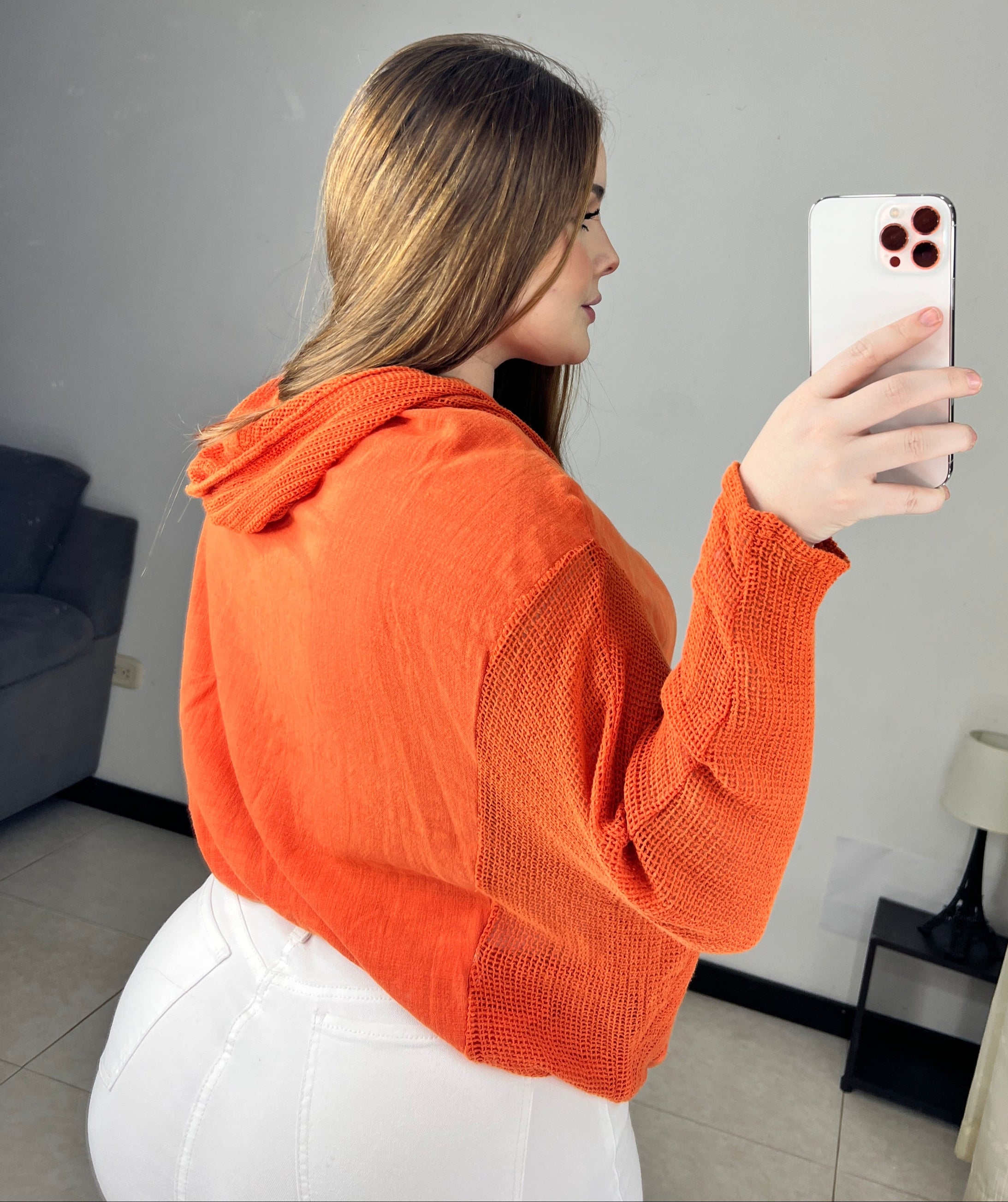 Chaqueta manga 3/4 crochet