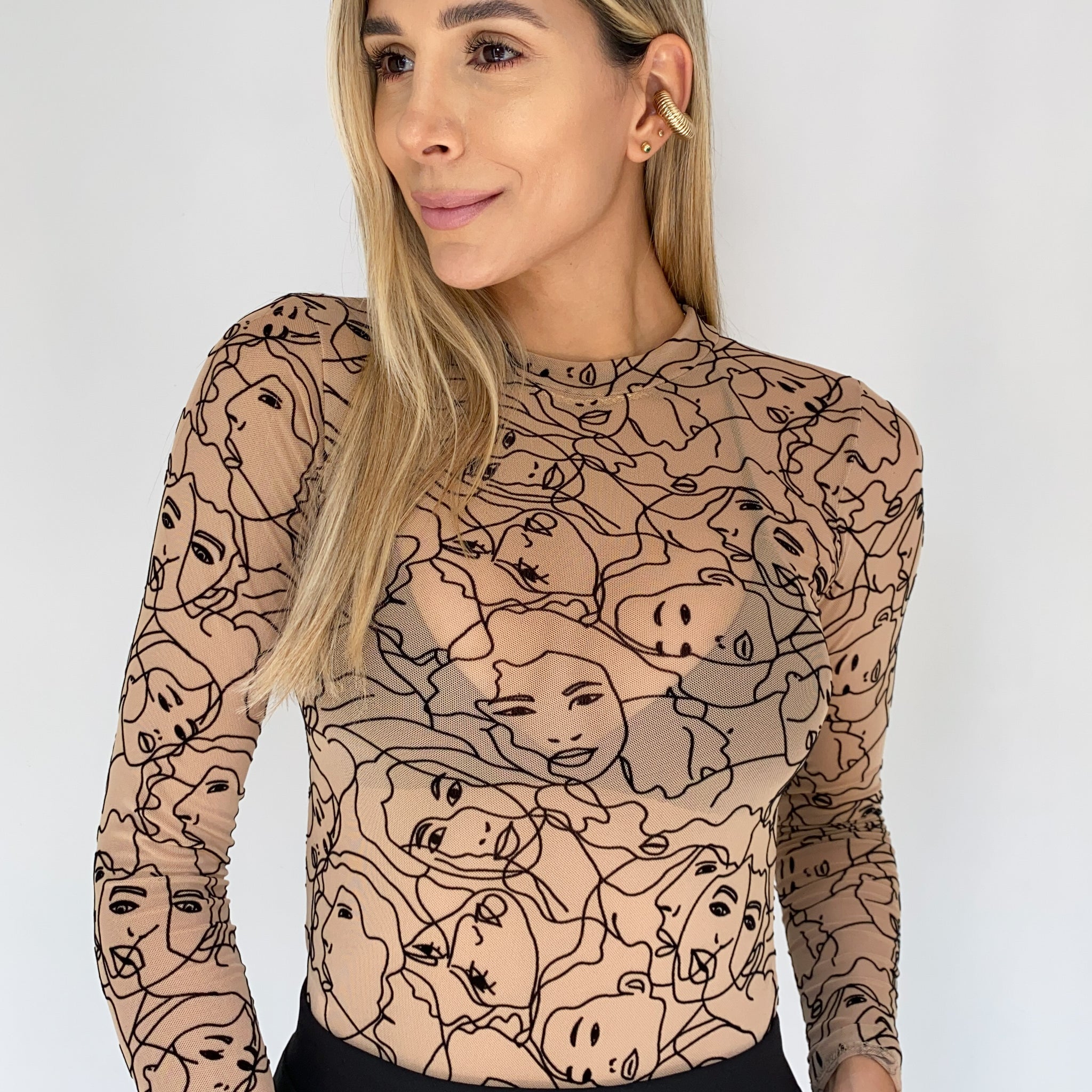 Blusa estampada manga larga mayatex