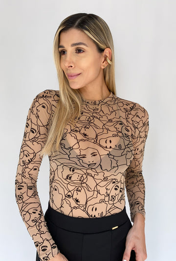 Blusa estampada manga larga mayatex