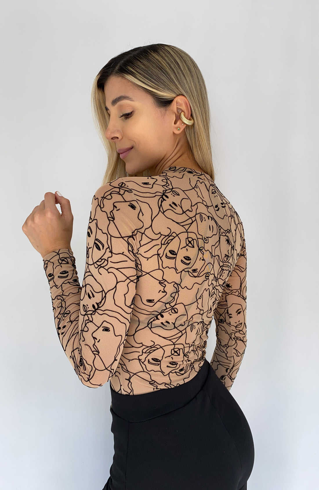 Blusa estampada manga larga mayatex