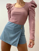 Blusa Manga Larga Bombacha Cuello Redond