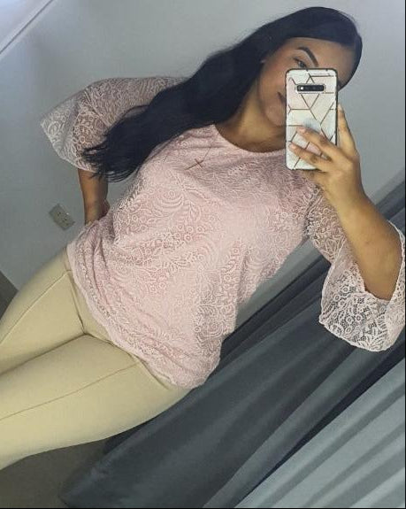 Blusa Blonda Manga Larga Talla Plus