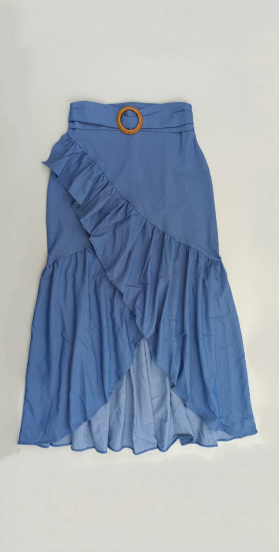 Falda Cruzada Hebilla Madera