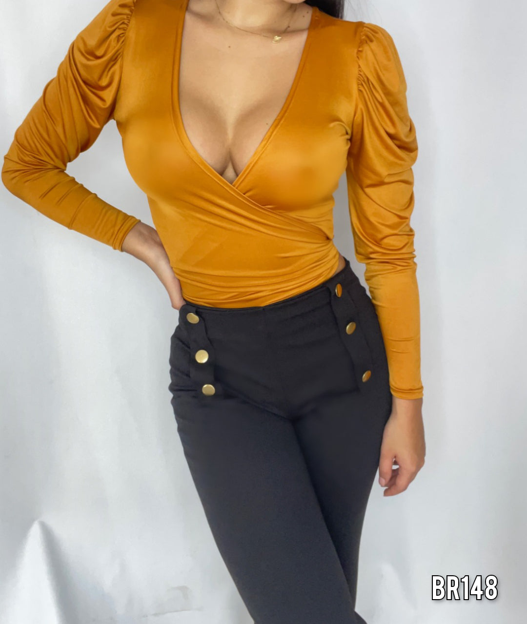 Blusa Licrada Manga Larga Amarrar
