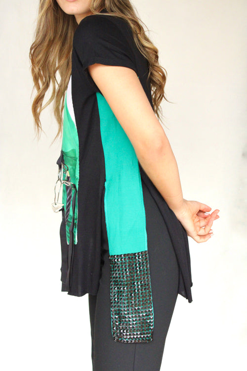 Blusa manga corta aplique piedras