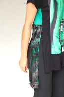 Blusa manga corta aplique piedras