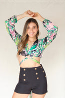 Blusa manga larga aro estampada
