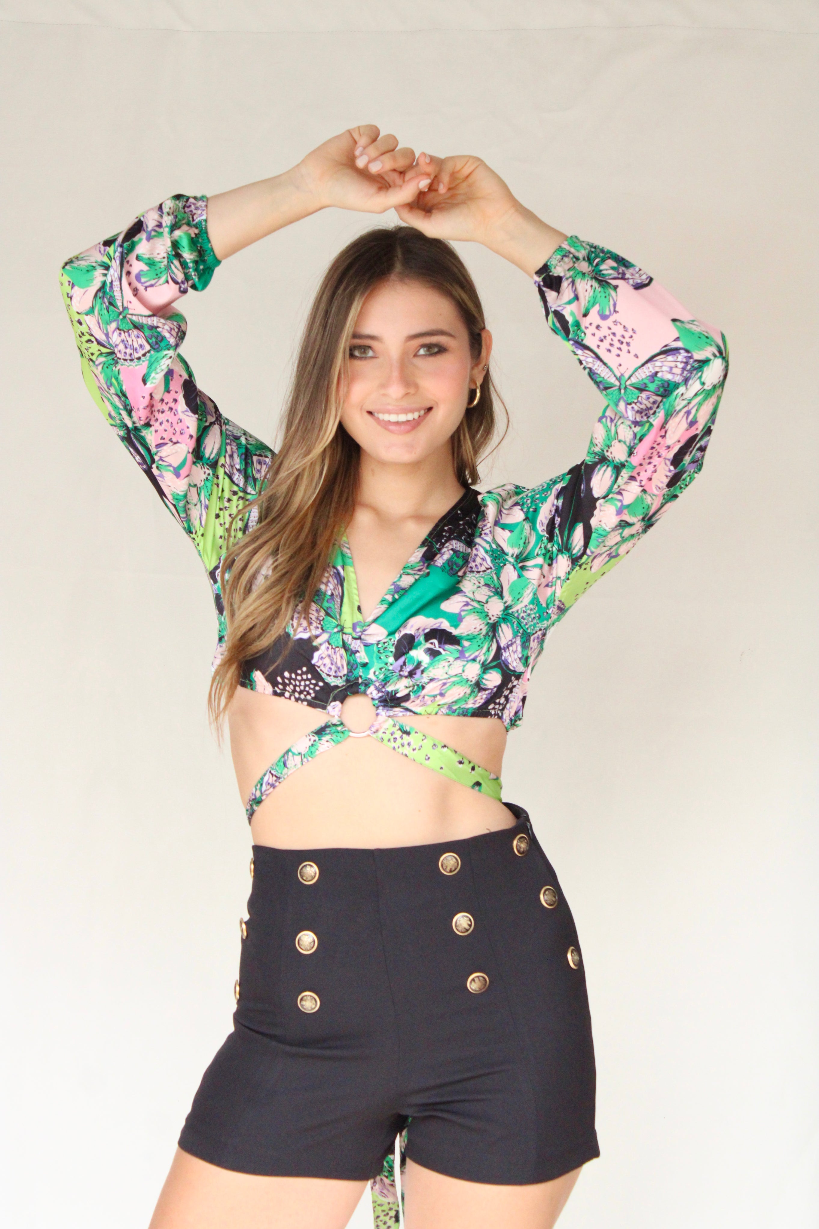 Blusa manga larga aro estampada