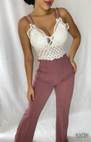 Enterizo Blusa De Encaje Con Tiras