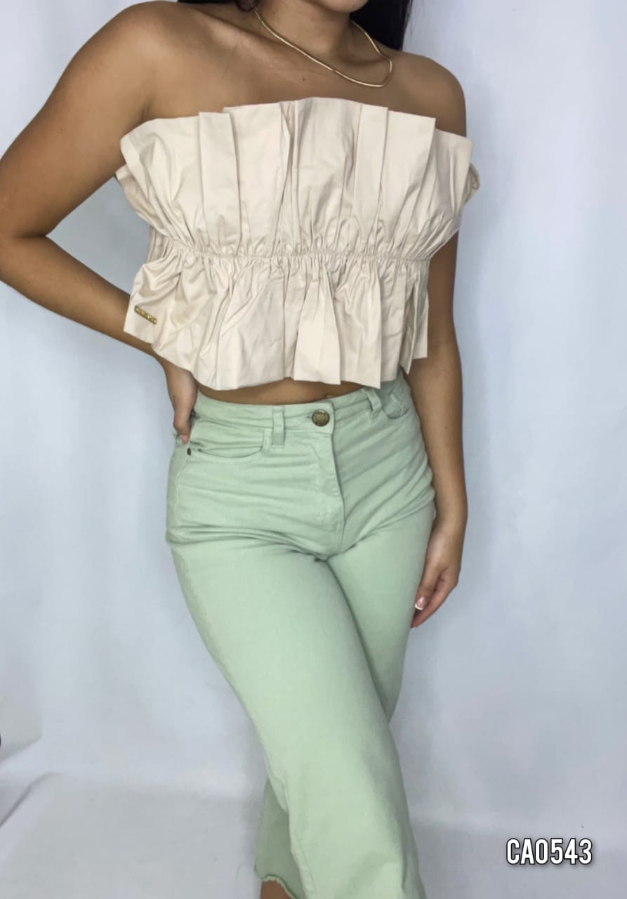 Blusa Straple Zurcida Amarrar Atras