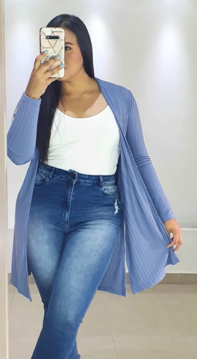 Kimono Manga Larga Rib Talla Plus