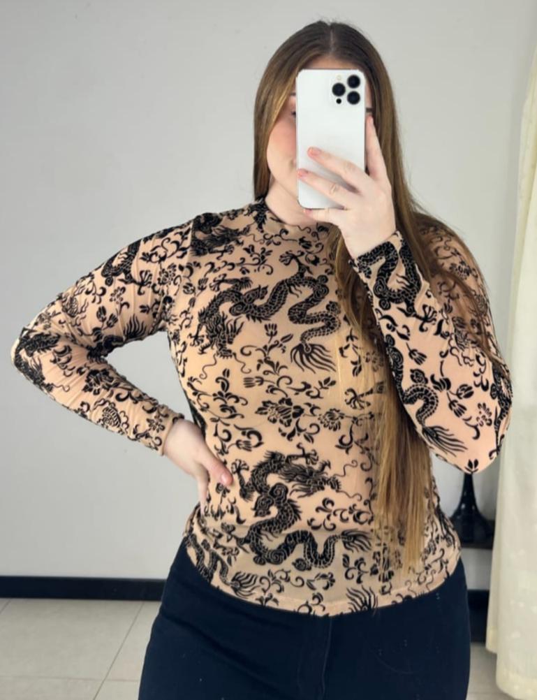 Blusa Manga Larga Mayatex Estampada