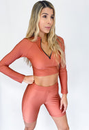 Conjunto blusa manga larga cierre