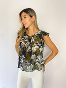 Blusa estampada prense manga sisa