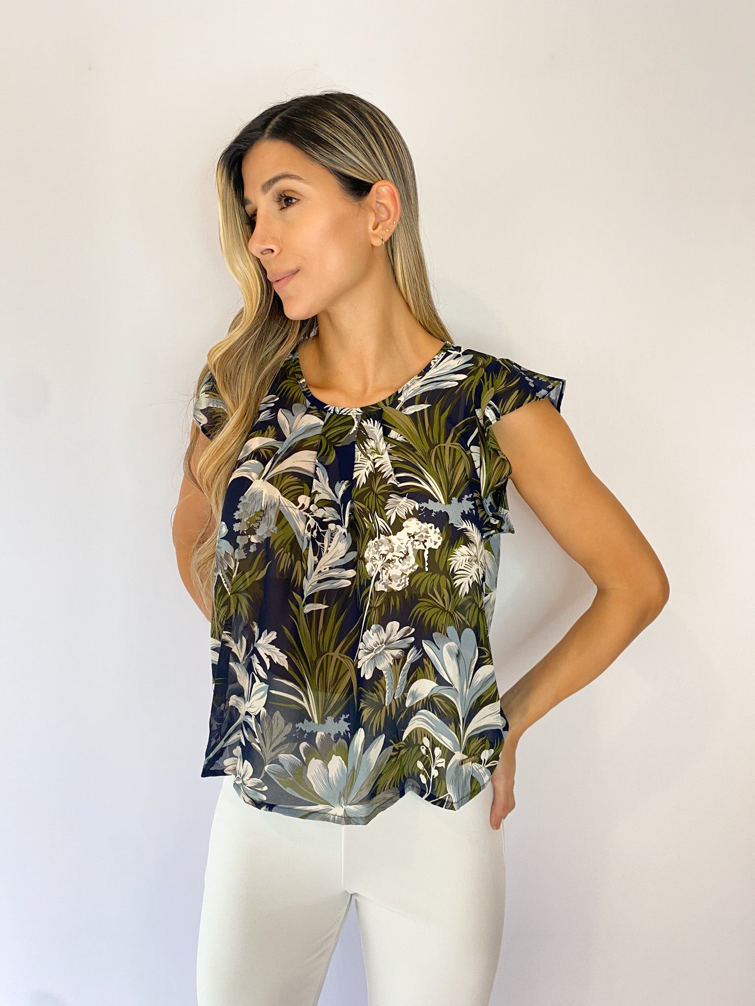Blusa estampada prense manga sisa