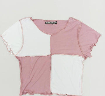 Blusa Manga Corta Combinada Costuras Fil