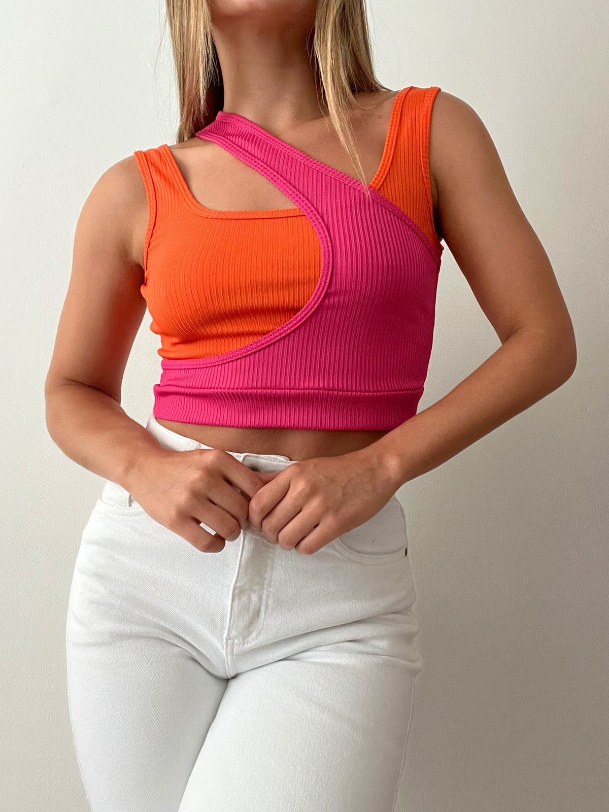 Crop Top Cruzado Combinado