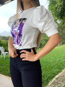 Blusa Manga Bombacha Aplique