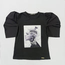 Blusa Manga Corta Prenses Aplique Piedras