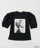 Blusa Manga Corta Resorte Aplique Diadema