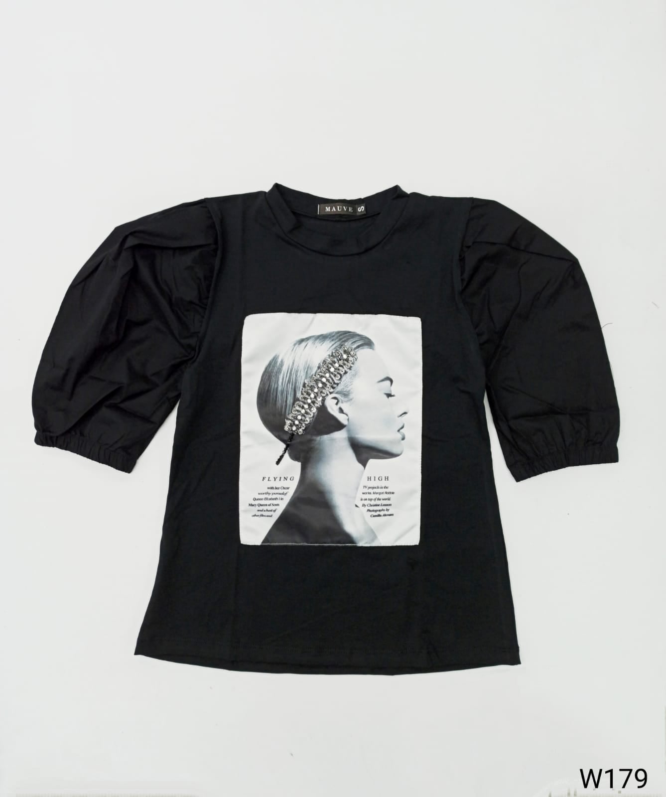 Blusa Manga Corta Resorte Aplique Diadema