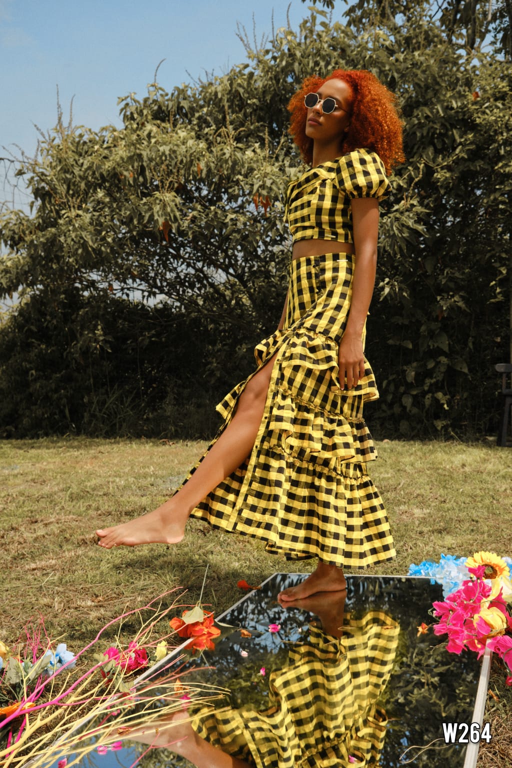 Falda Larga Boleros Estampada Cuadros