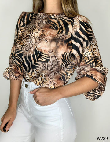 Blusa manga larga  animal print