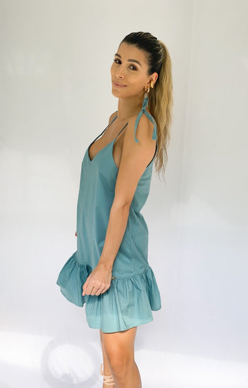 Vestido tiras bolero popelina