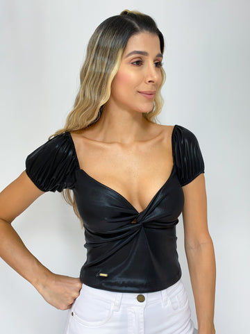 Blusa manga corta brillo