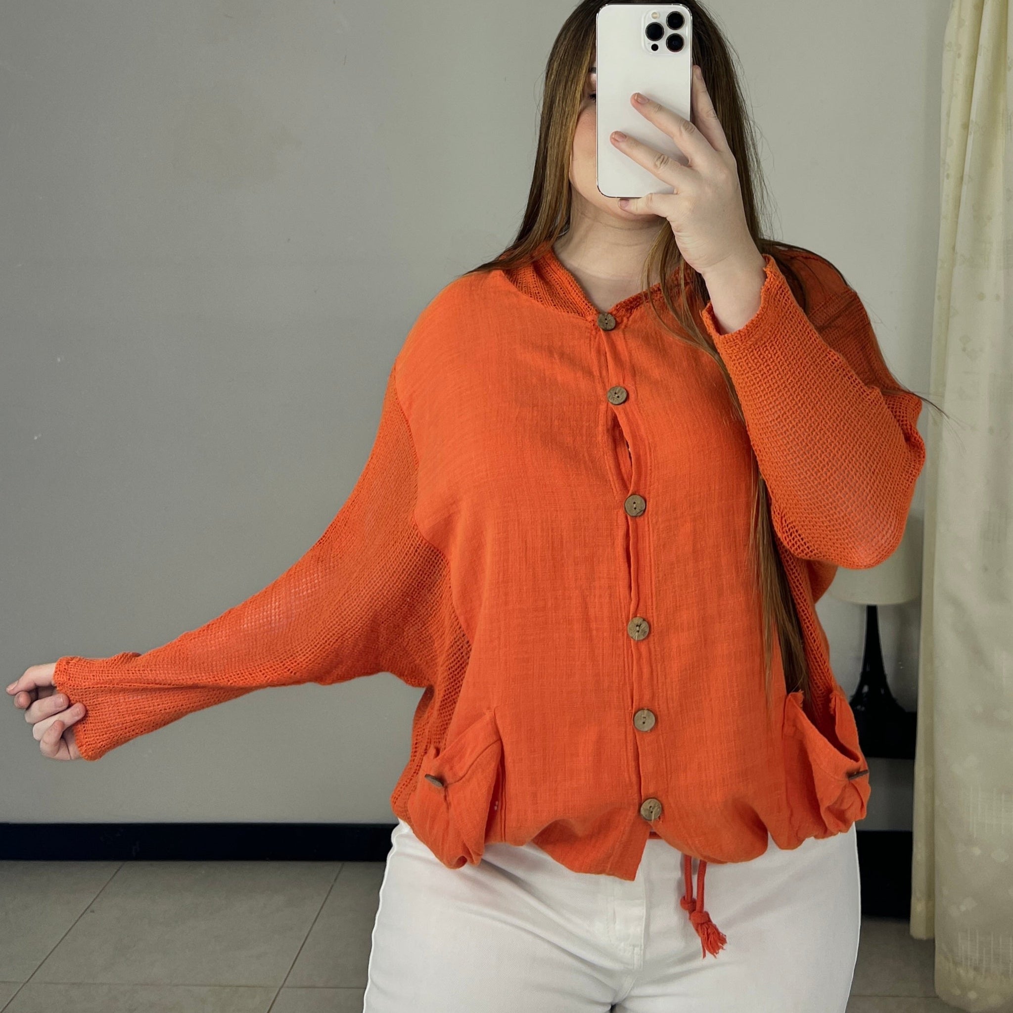 Chaqueta manga 3/4 crochet