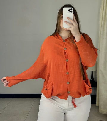 Chaqueta manga 3/4 crochet