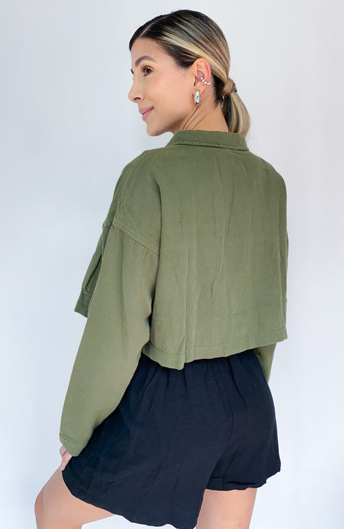 Chaqueta corta jeans aplique piedras