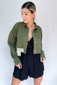 Chaqueta corta jeans aplique piedras